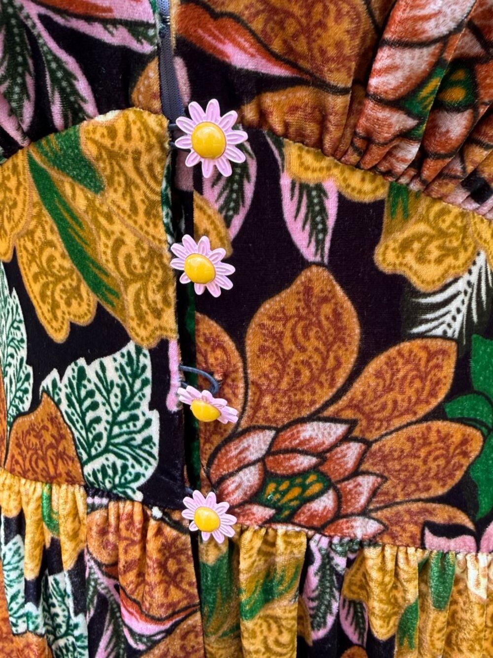Farm Rio Garden Velvet Midi Dress M - Picture 4 of 5